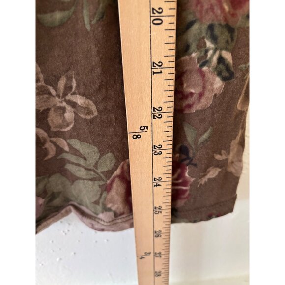 Lauren Ralph Lauren Floral Ruffle Sleeveless Top 1X Cotton Brown & Pink - Picture 9 of 12